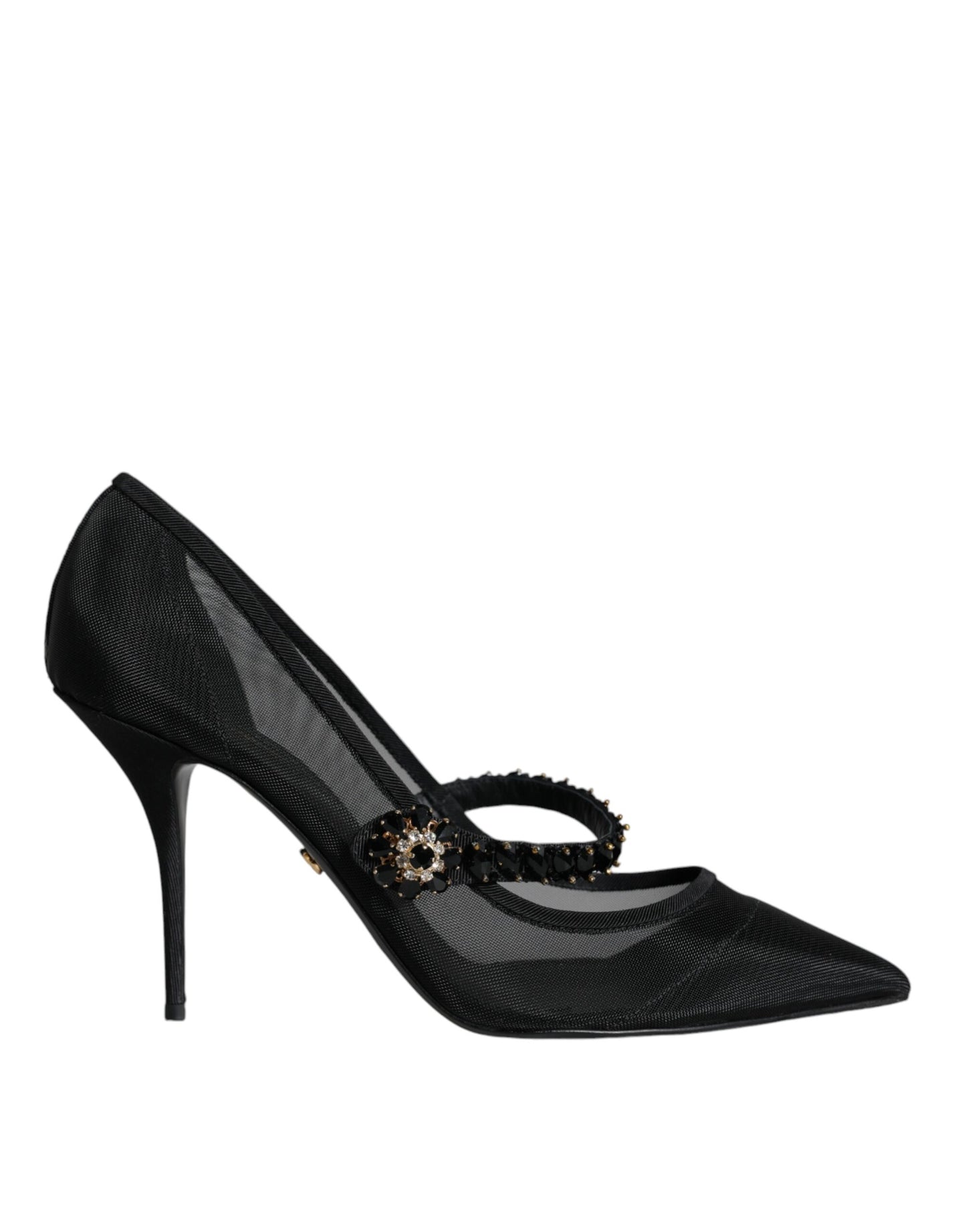 Туфлі-човники Dolce &amp; Gabbana Black Mesh Mary Jane Crystal Heel