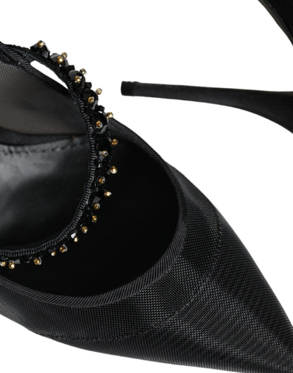 Туфлі-човники Dolce &amp; Gabbana Black Mesh Mary Jane Crystal Heel