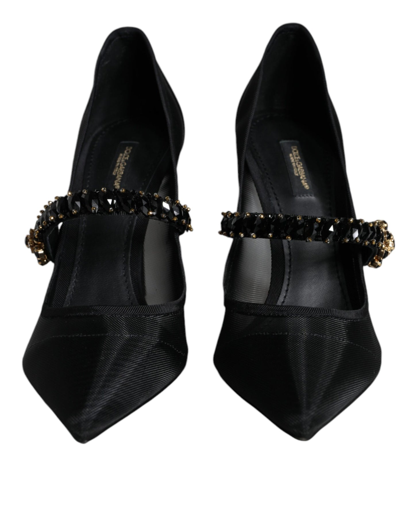 Туфлі-човники Dolce &amp; Gabbana Black Mesh Mary Jane Crystal Heel