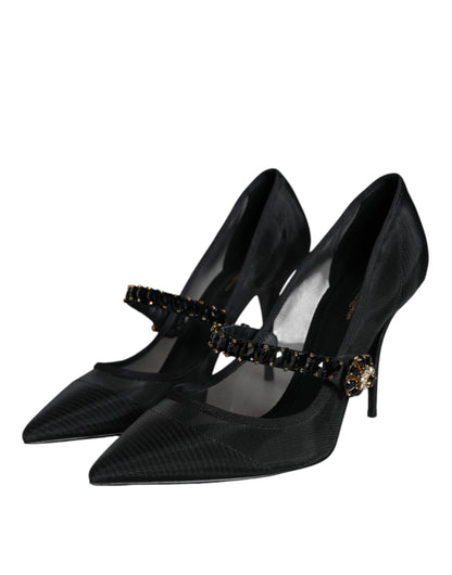 Туфлі-човники Dolce &amp; Gabbana Black Mesh Mary Jane Crystal Heel