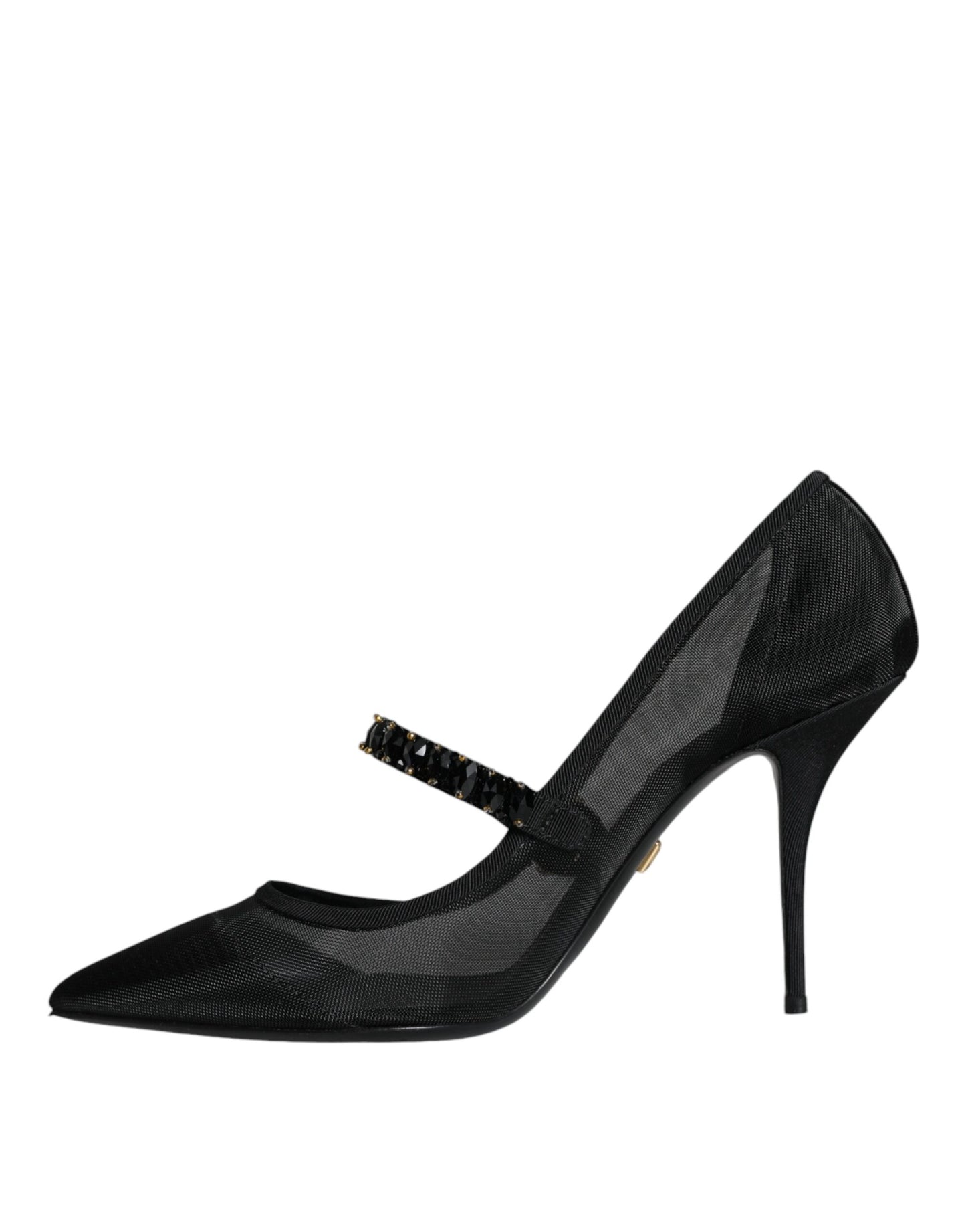Туфлі-човники Dolce &amp; Gabbana Black Mesh Mary Jane Crystal Heel