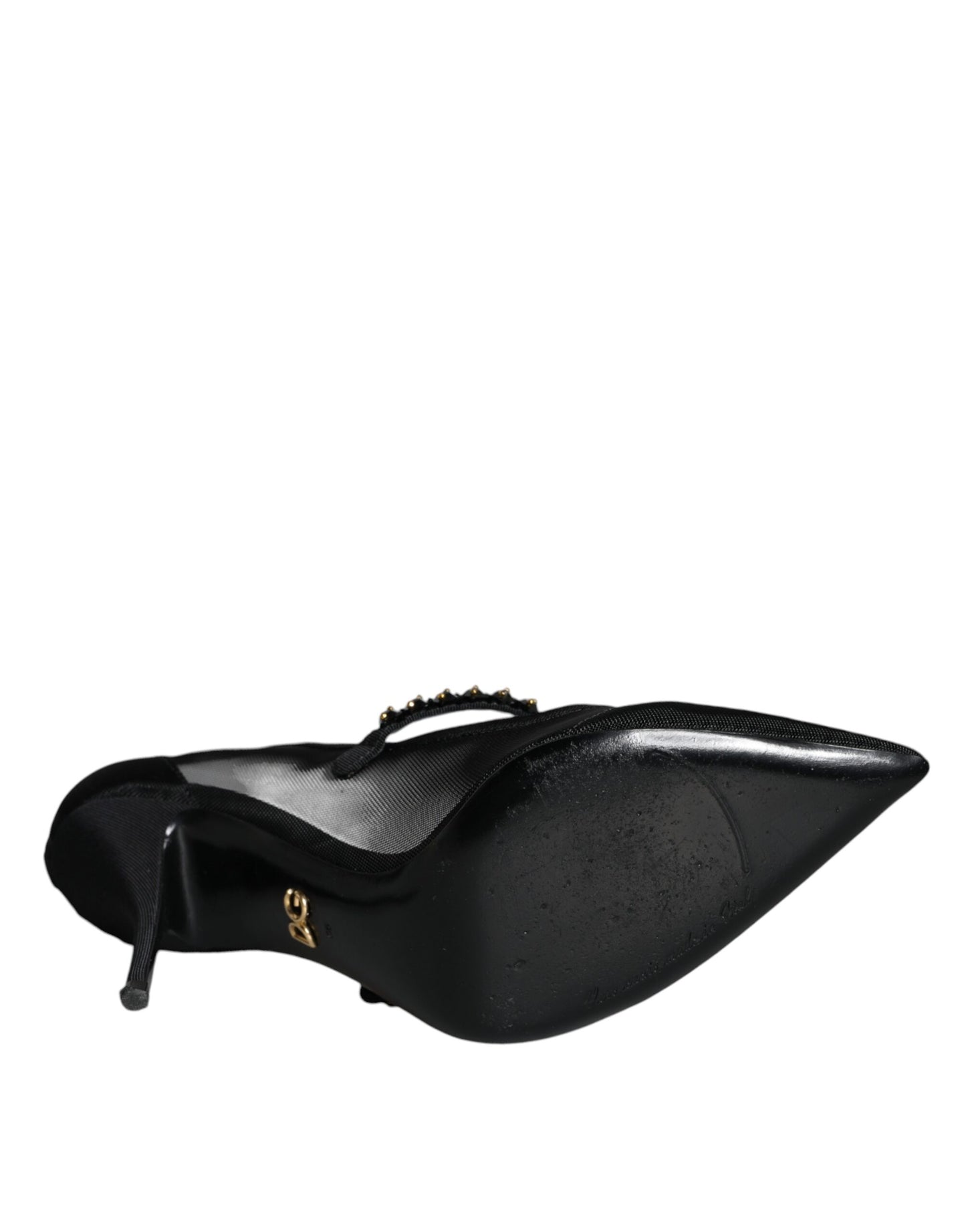 Туфлі-човники Dolce &amp; Gabbana Black Mesh Mary Jane Crystal Heel