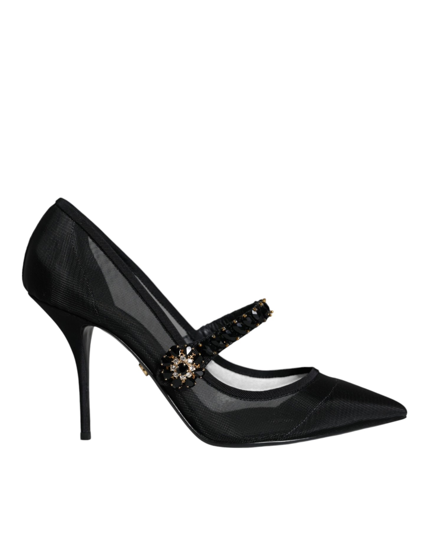 Туфлі-човники Dolce &amp; Gabbana Black Mesh Mary Jane Crystal Heel