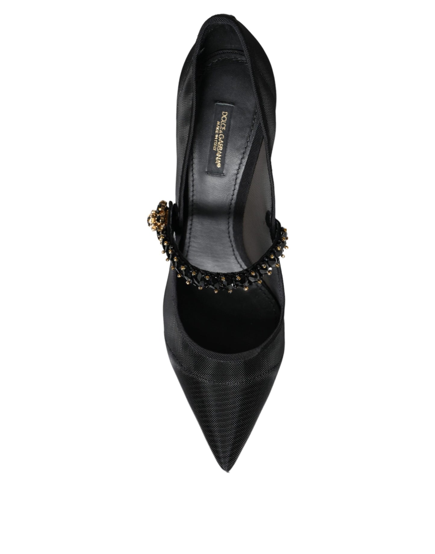 Туфлі-човники Dolce &amp; Gabbana Black Mesh Mary Jane Crystal Heel