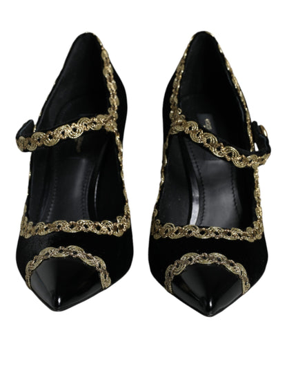 Оксамитові золоті туфлі Dolce &amp; Gabbana Black Mary Janes
