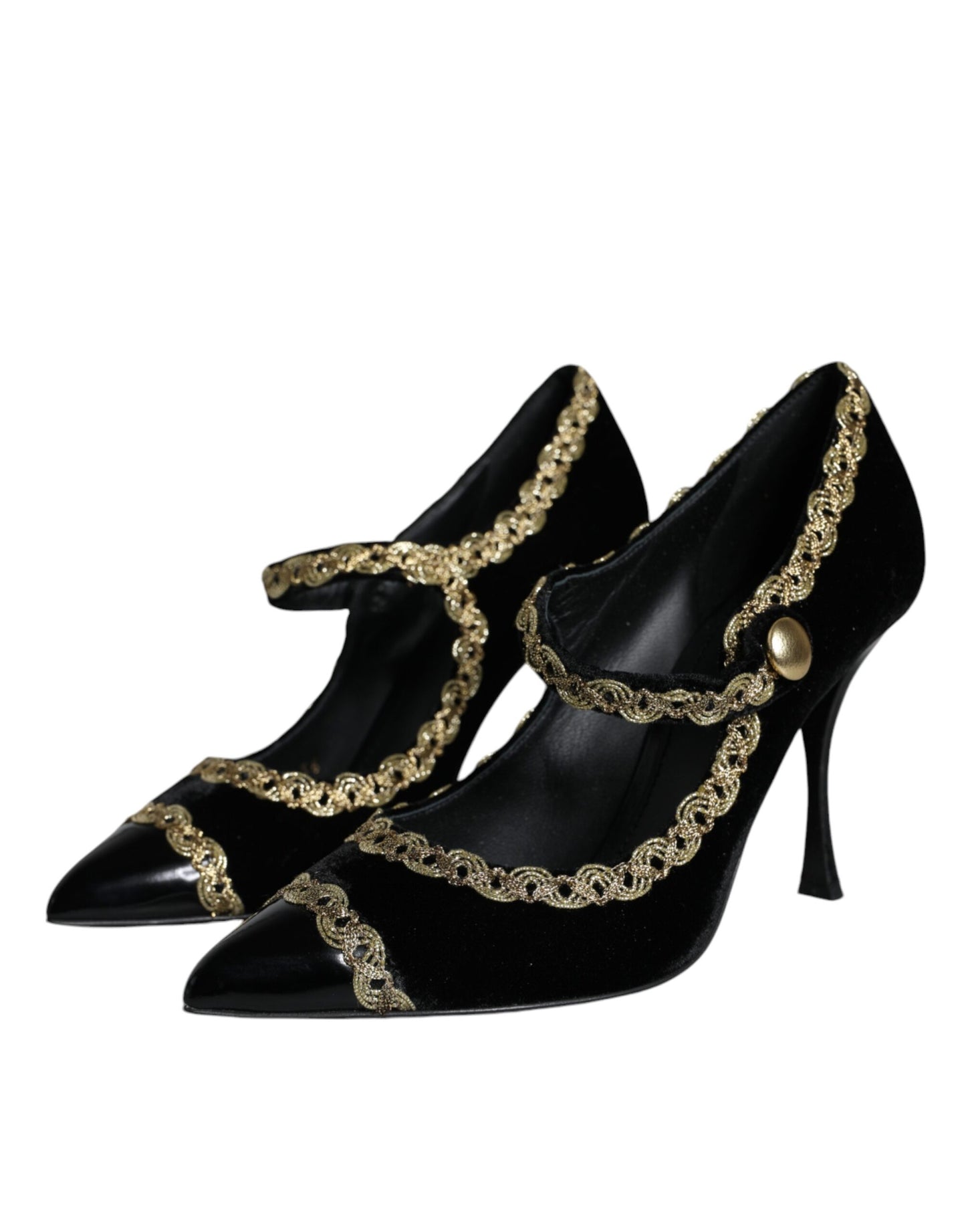 Оксамитові золоті туфлі Dolce &amp; Gabbana Black Mary Janes