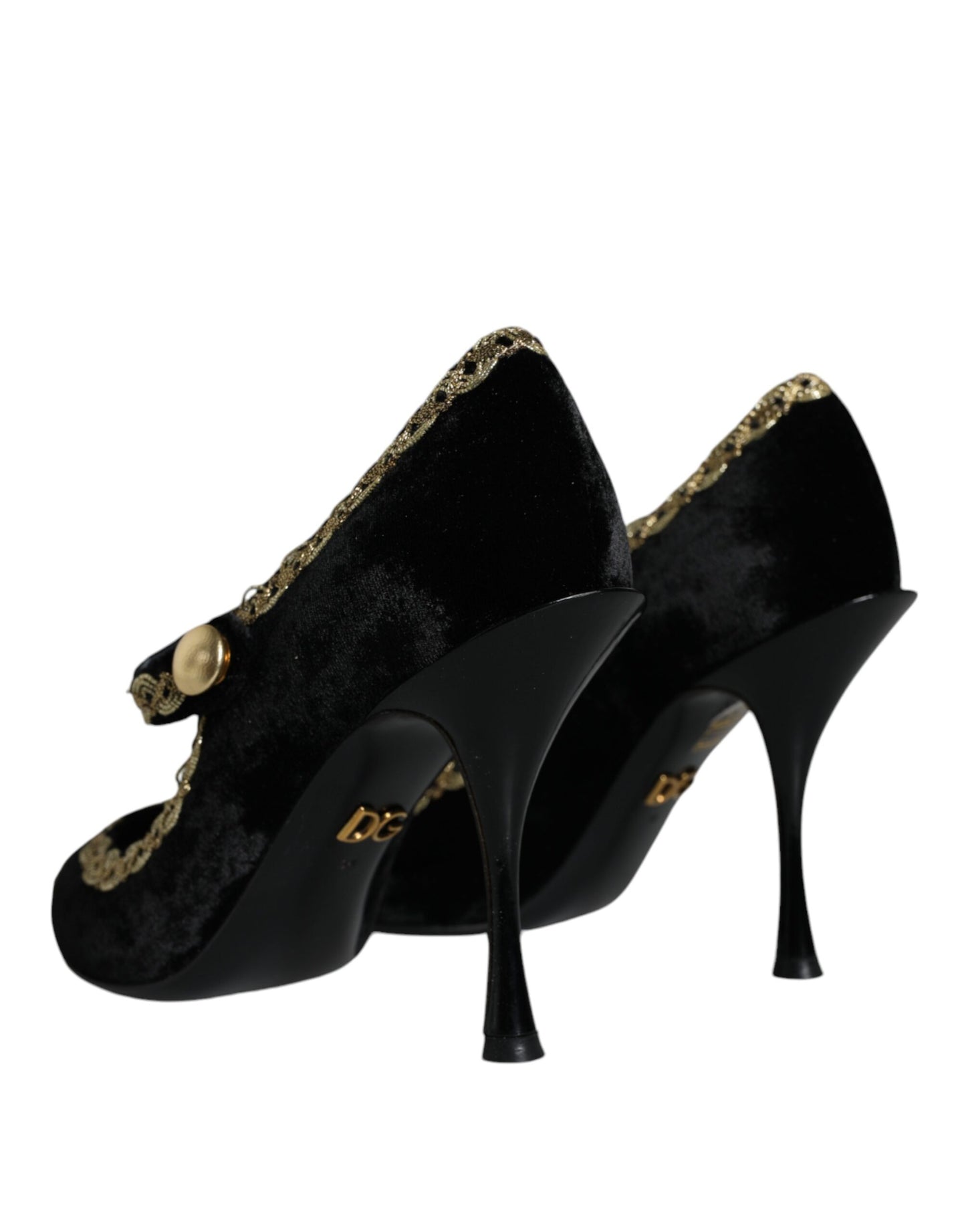 Оксамитові золоті туфлі Dolce &amp; Gabbana Black Mary Janes