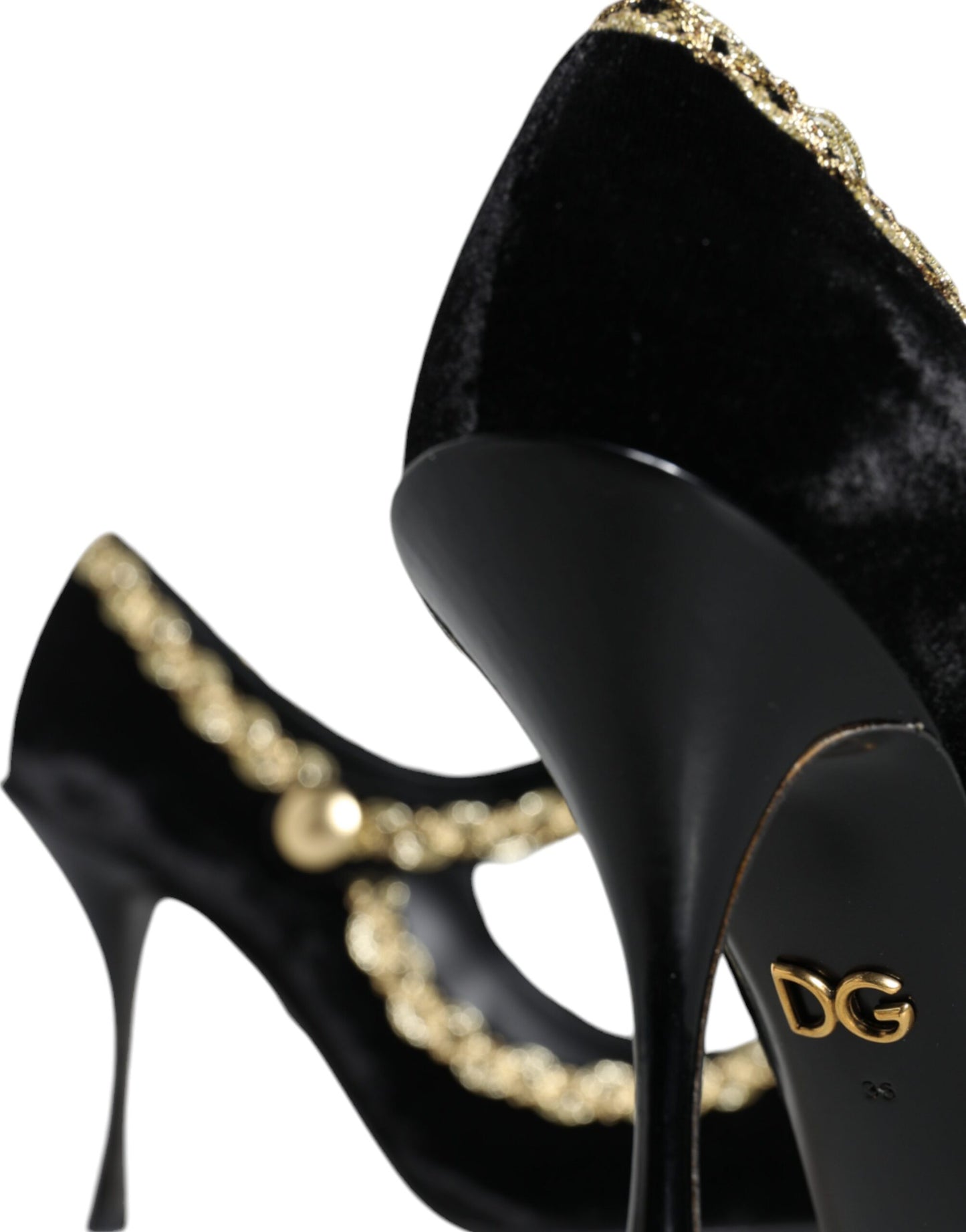 Оксамитові золоті туфлі Dolce &amp; Gabbana Black Mary Janes