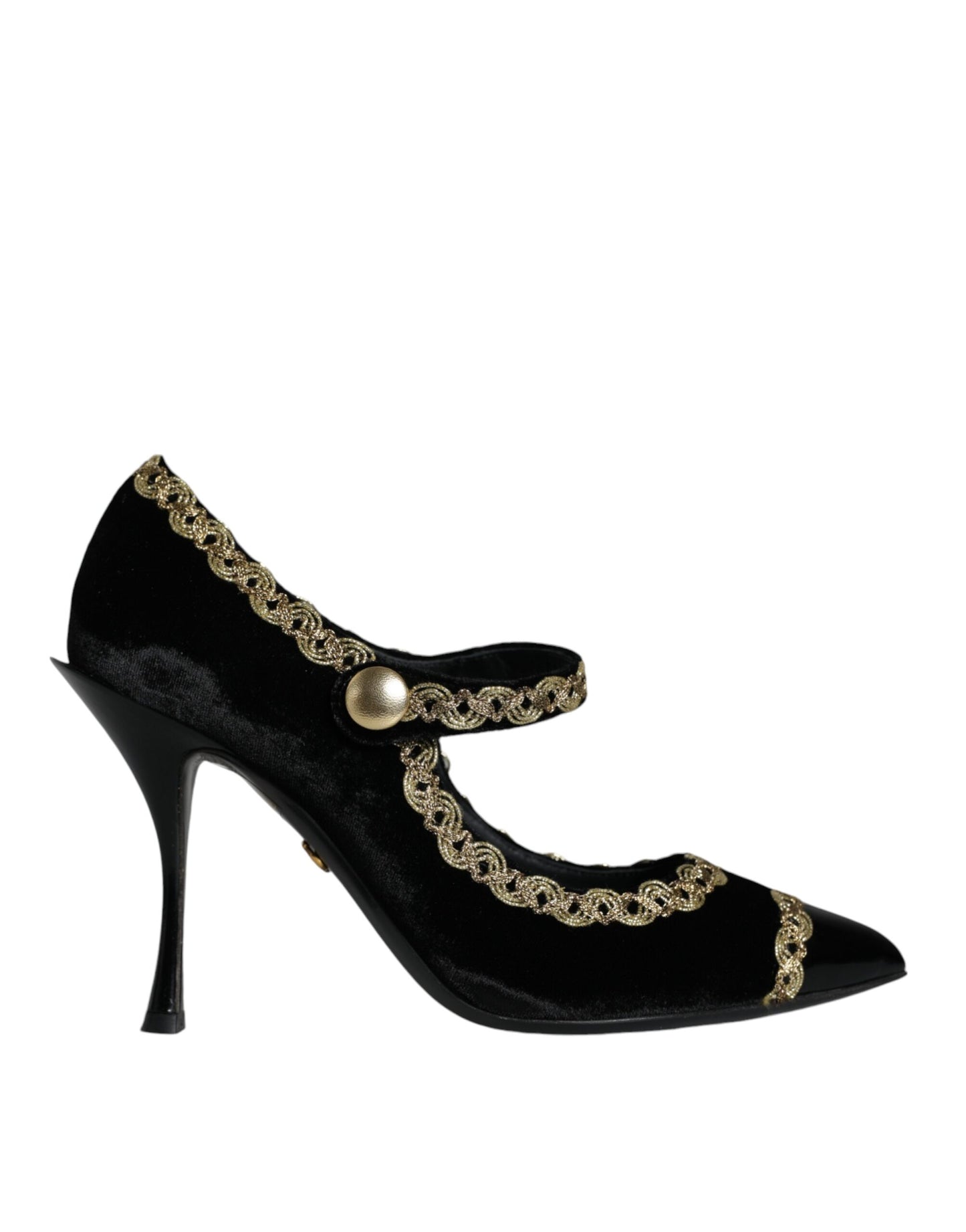 Оксамитові золоті туфлі Dolce &amp; Gabbana Black Mary Janes