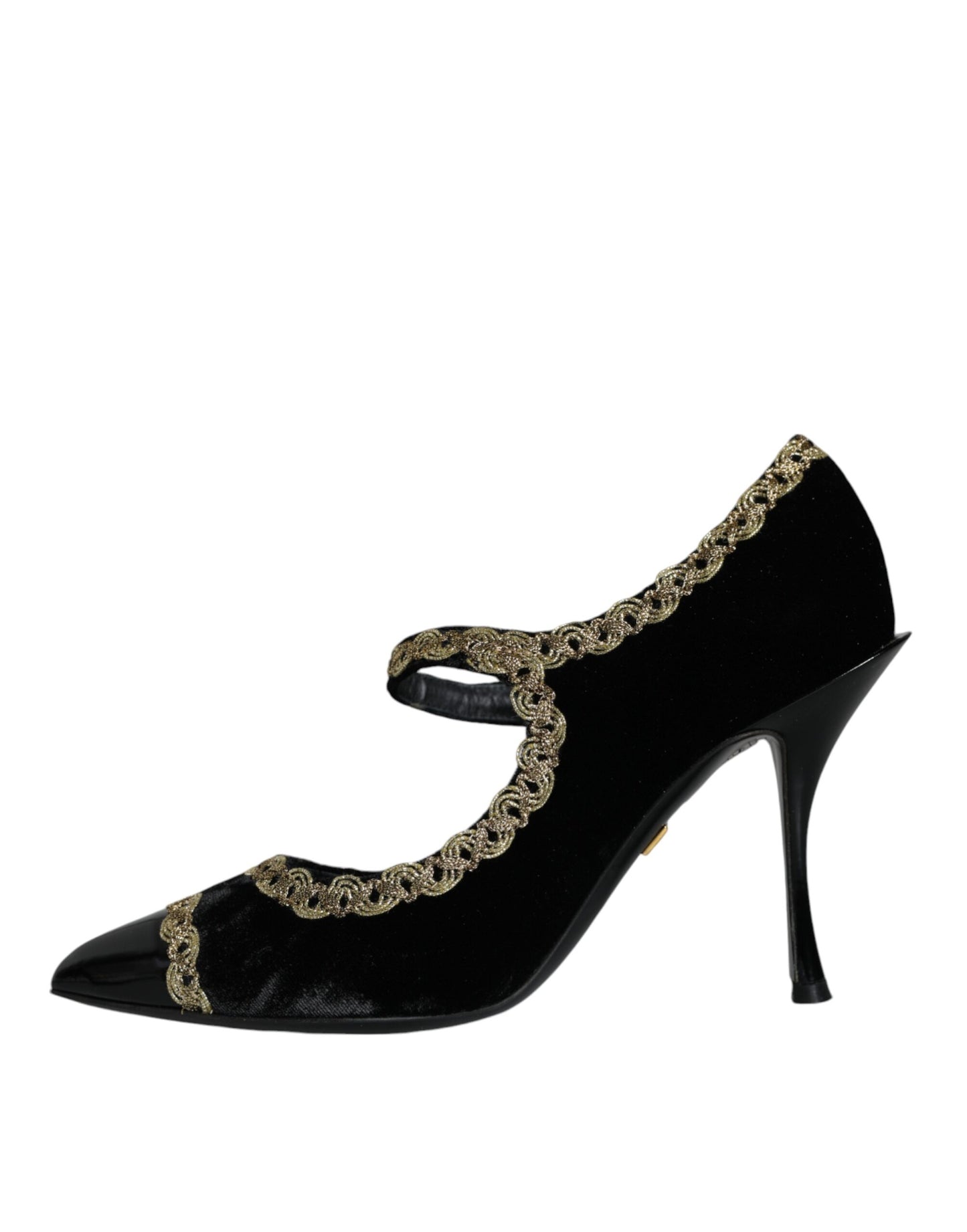 Оксамитові золоті туфлі Dolce &amp; Gabbana Black Mary Janes