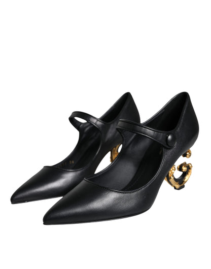 Чорні шкіряні туфлі з логотипом Dolce &amp; Gabbana Туфлі-човники Mary Janes