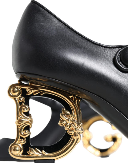 Чорні шкіряні туфлі з логотипом Dolce &amp; Gabbana Туфлі-човники Mary Janes