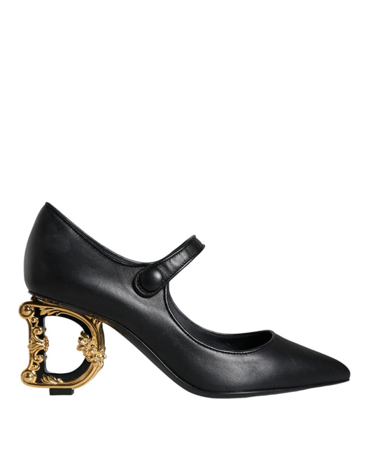 Чорні шкіряні туфлі з логотипом Dolce &amp; Gabbana Туфлі-човники Mary Janes