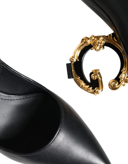 Чорні шкіряні туфлі з логотипом Dolce &amp; Gabbana Туфлі-човники Mary Janes