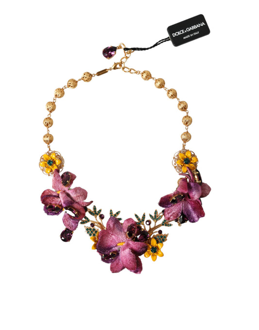 Намисто Dolce &amp; Gabbana Gold Brass Mix Fiori Flowers Crystal Chain