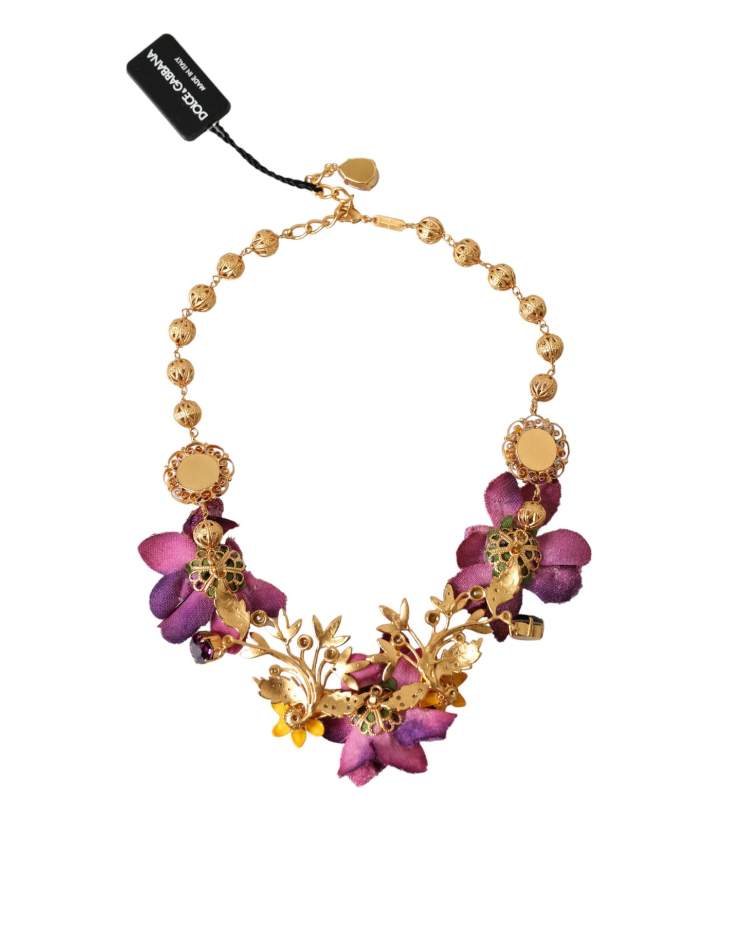 Намисто Dolce &amp; Gabbana Gold Brass Mix Fiori Flowers Crystal Chain