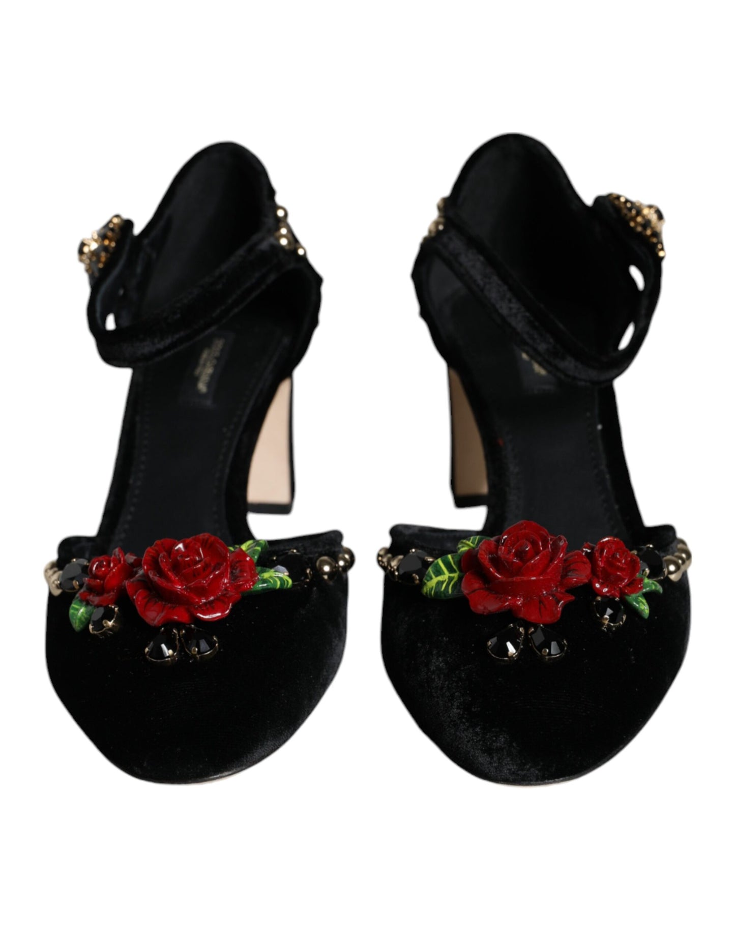 Туфлі-човники Dolce &amp; Gabbana з чорними оксамитовими трояндами на щиколотці
