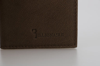 Коричневий шкіряний елегантний чоловічий гаманець Billionaire Italian Couture