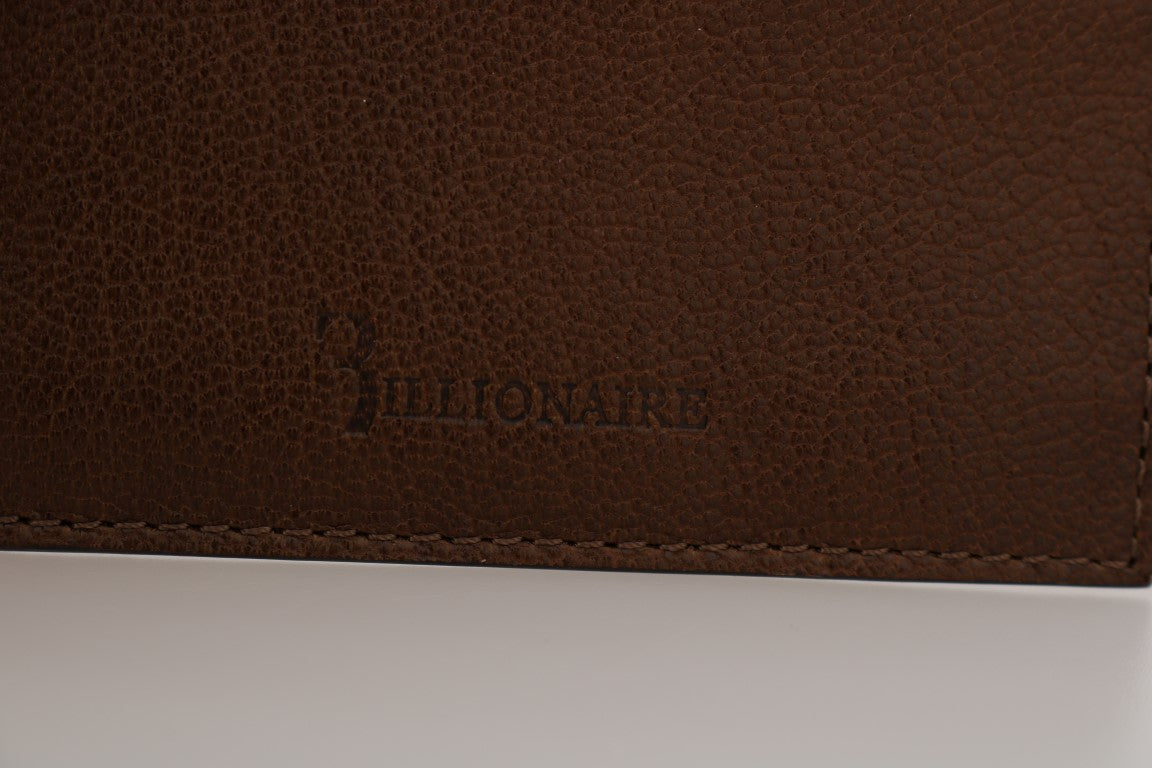 Коричневий шкіряний елегантний чоловічий гаманець Billionaire Italian Couture