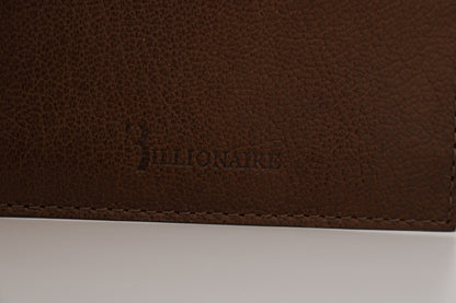 Коричневий шкіряний елегантний чоловічий гаманець Billionaire Italian Couture