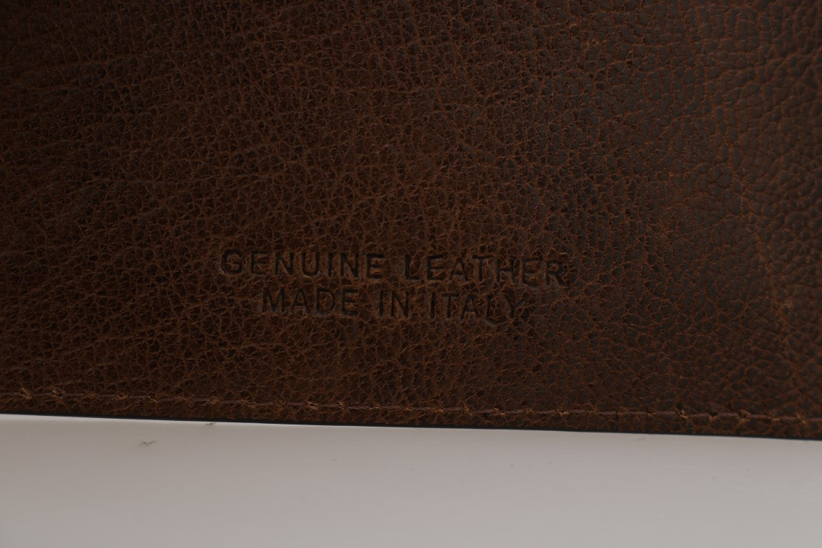 Коричневий шкіряний елегантний чоловічий гаманець Billionaire Italian Couture
