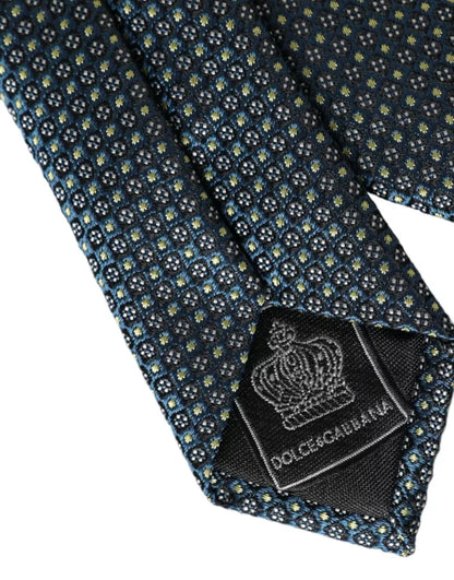 Регульована чоловіча краватка зі 100% шовку Dolce &amp; Gabbana із зеленим малюнком