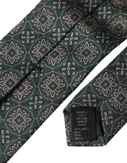 Регульована чоловіча краватка зі 100% шовку Dolce &amp; Gabbana із зеленим малюнком
