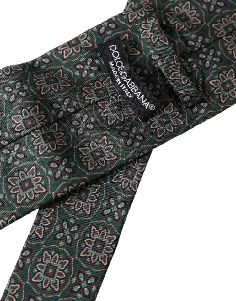 Регульована чоловіча краватка зі 100% шовку Dolce &amp; Gabbana із зеленим малюнком