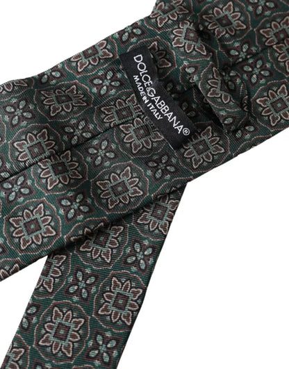 Регульована чоловіча краватка зі 100% шовку Dolce &amp; Gabbana із зеленим малюнком