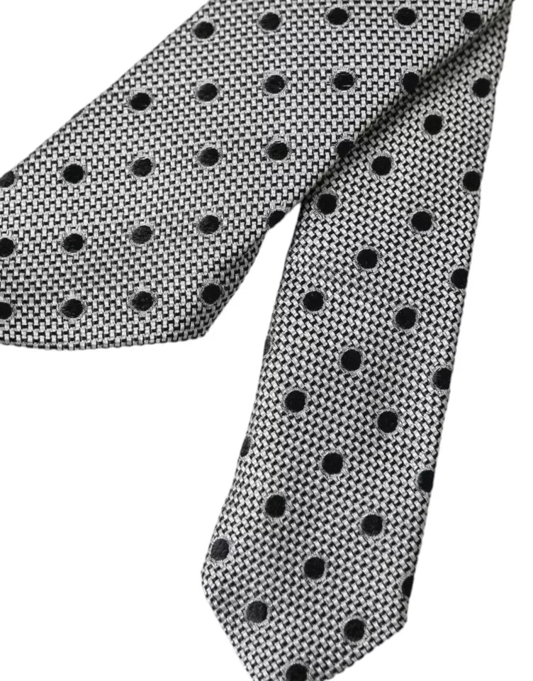 Чоловіча краватка Dolce &amp; Gabbana Black White Dot Fantasy Silk Регульована