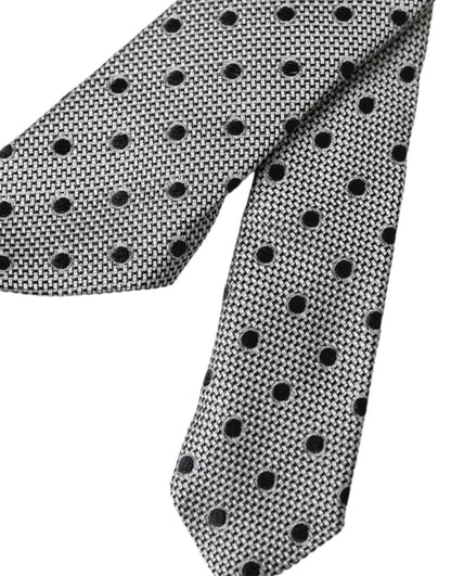 Чоловіча краватка Dolce &amp; Gabbana Black White Dot Fantasy Silk Регульована