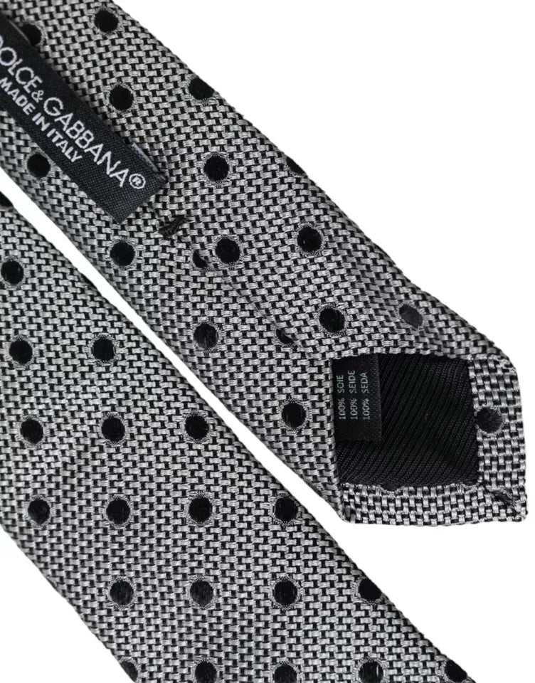 Чоловіча краватка Dolce &amp; Gabbana Black White Dot Fantasy Silk Регульована