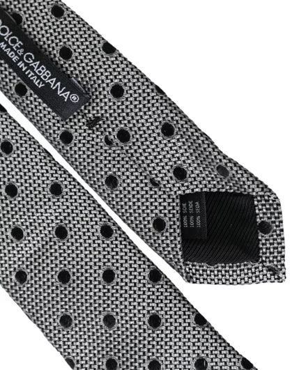 Чоловіча краватка Dolce &amp; Gabbana Black White Dot Fantasy Silk Регульована