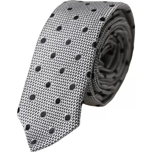 Чоловіча краватка Dolce &amp; Gabbana Black White Dot Fantasy Silk Регульована