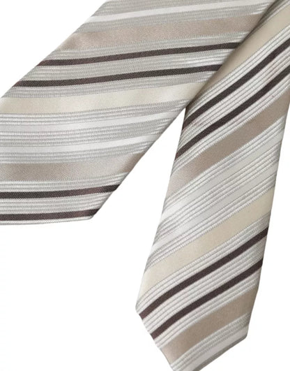 Dolce &amp; Gabbana Beige Stripes Fantasy Silk Регульована чоловіча краватка