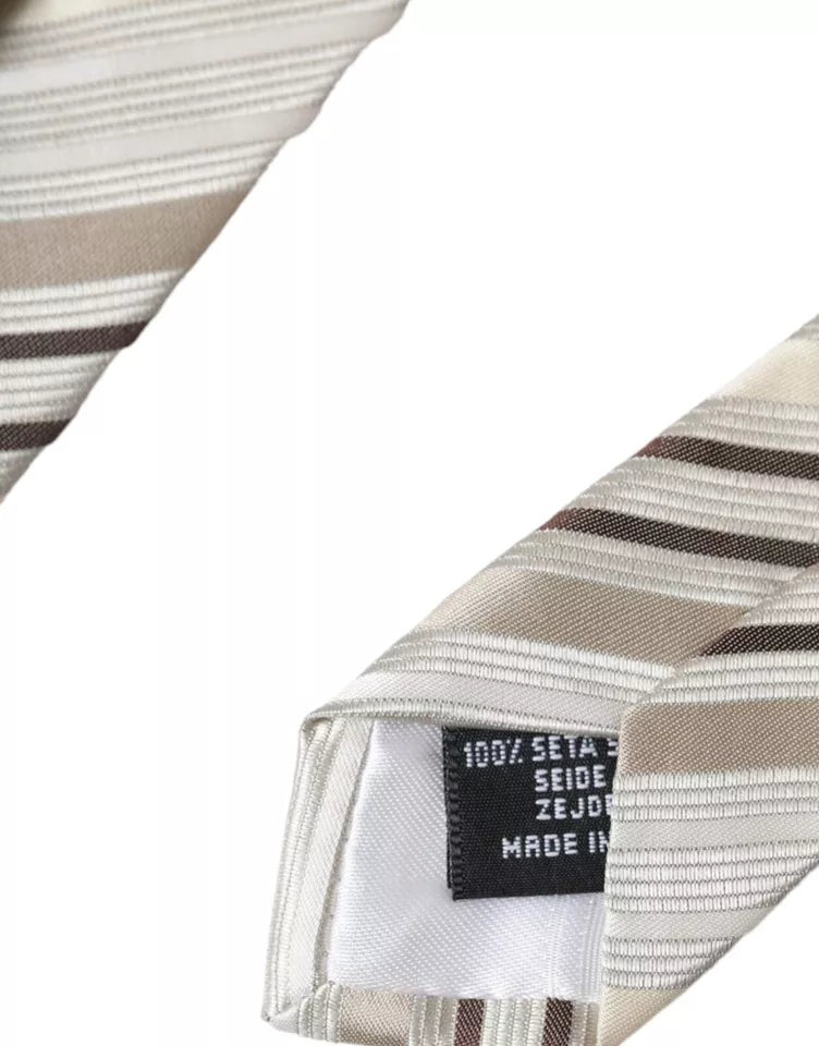 Dolce &amp; Gabbana Beige Stripes Fantasy Silk Регульована чоловіча краватка