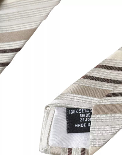 Dolce &amp; Gabbana Beige Stripes Fantasy Silk Регульована чоловіча краватка