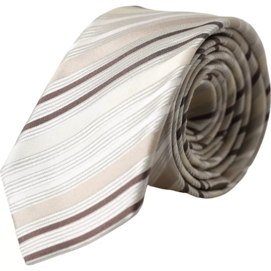 Dolce &amp; Gabbana Beige Stripes Fantasy Silk Регульована чоловіча краватка