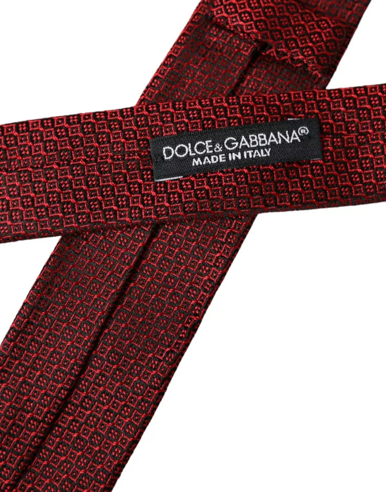 Регульована чоловіча краватка зі 100% шовку Dolce &amp; Gabbana з червоним малюнком
