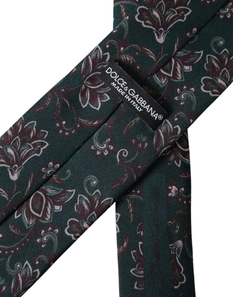 Шовкова регульована чоловіча краватка Dolce &amp; Gabbana із зеленим квітковим принтом