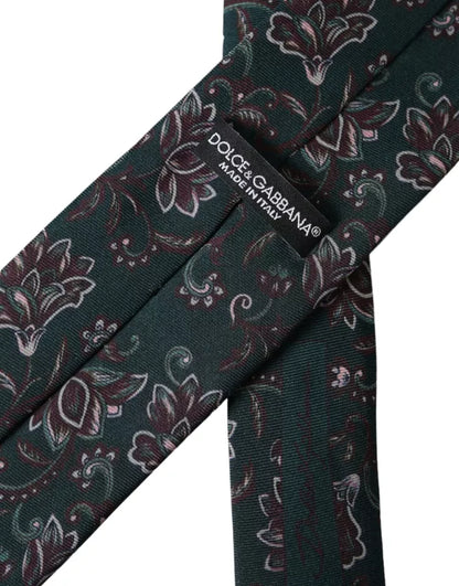 Шовкова регульована чоловіча краватка Dolce &amp; Gabbana із зеленим квітковим принтом