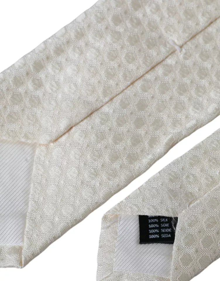 Чоловіча краватка Dolce &amp; Gabbana Off White Silk Regulated