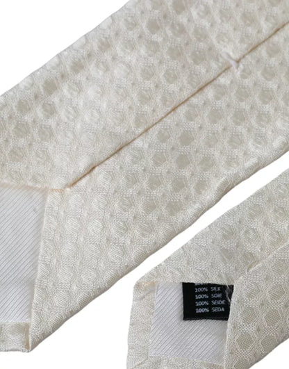 Чоловіча краватка Dolce &amp; Gabbana Off White Silk Regulated