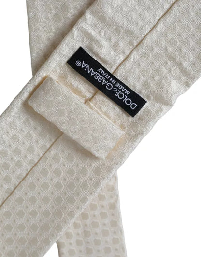 Чоловіча краватка Dolce &amp; Gabbana Off White Silk Regulated