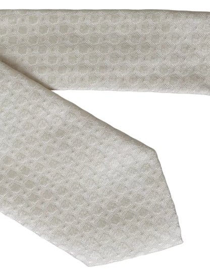 Чоловіча краватка Dolce &amp; Gabbana Off White Silk Regulated