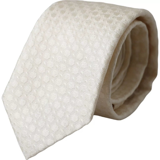 Чоловіча краватка Dolce &amp; Gabbana Off White Silk Regulated