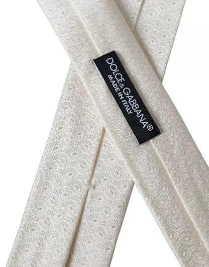 Шовкова чоловіча краватка Dolce &amp; Gabbana Off White з візерунком, що регулюється