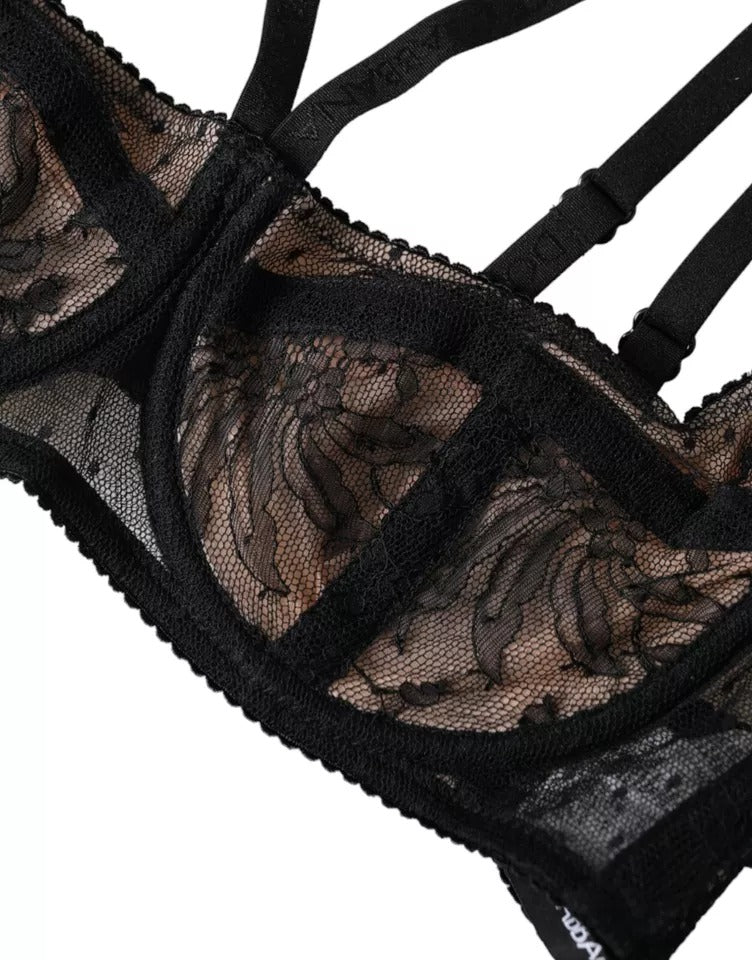 Нижня білизна Dolce &amp; Gabbana з чорним нейлоновим бюстгальтером з квітковим мереживом