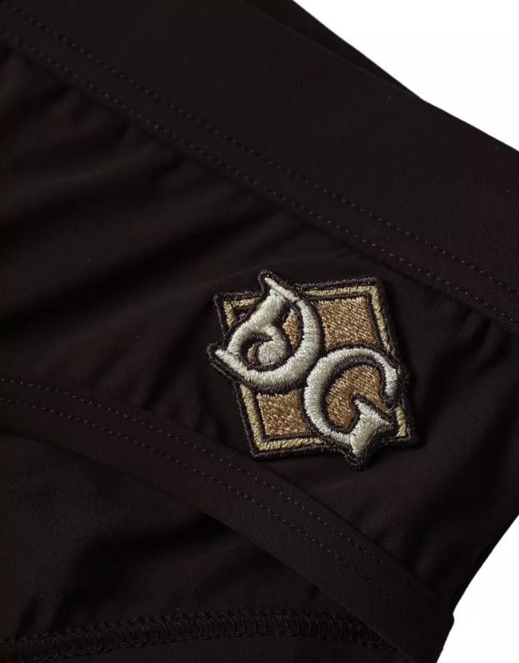 Dolce &amp; Gabbana. Чорний нейлон DG з логотипом Beachwear. Короткі чоловічі купальники
