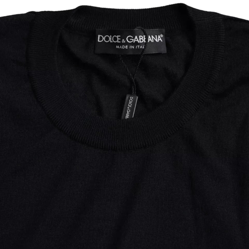 Чорний кашеміровий пуловер з круглим вирізом Dolce &amp; Gabbana